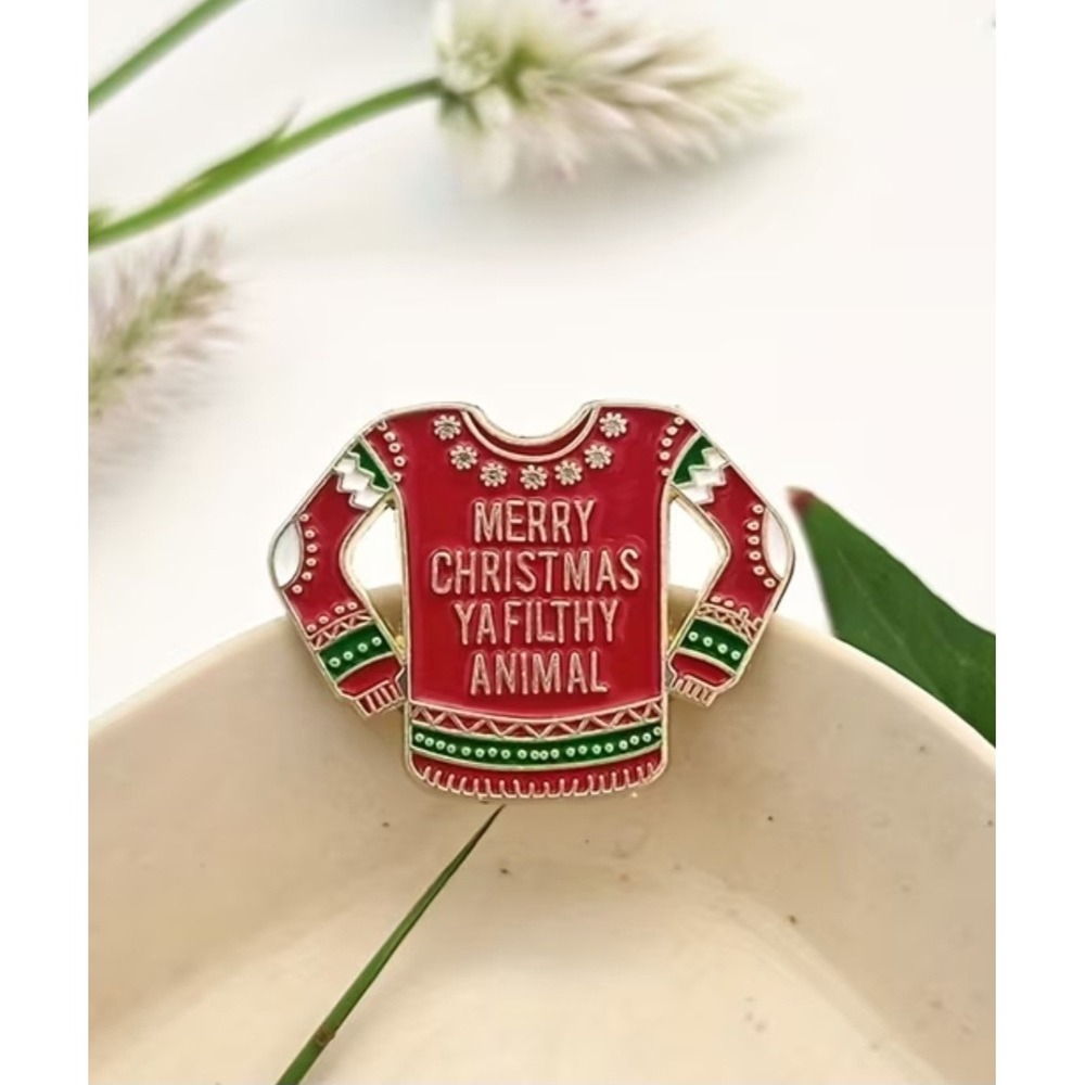 Merry Christmas Ya Filthy Animal Ugly Sweater Enamel Pin Home Alone